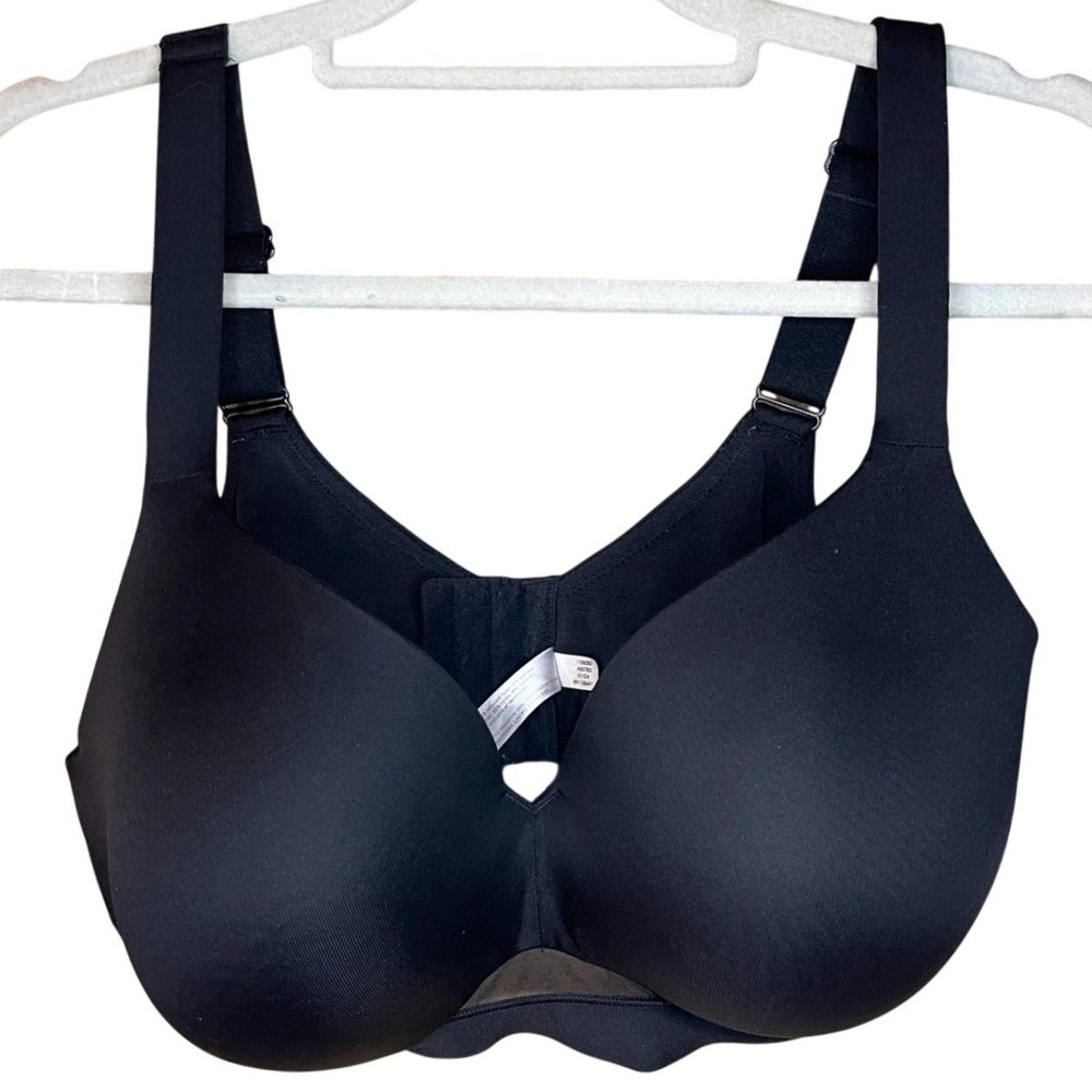 Cacique Black Lightly Lined Full Coverage Bra 40DD Adjustable Straps Microfiber